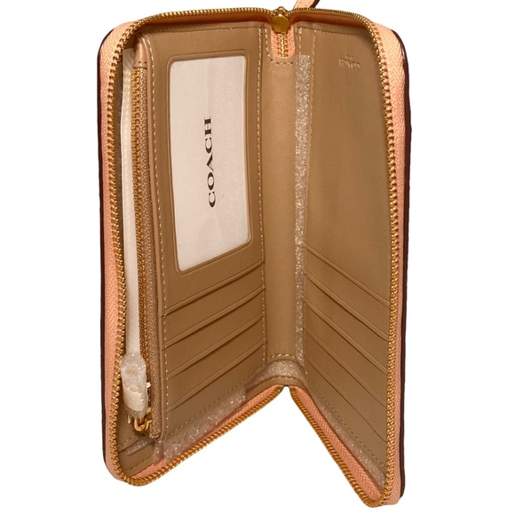 Coach Medium Id Zip Wallet With Floral Whipstitch #CA025 - Picture 7 of 12